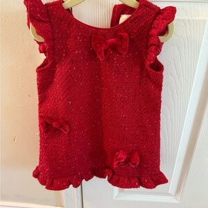 Rare Editions Red Ruffled Kids dress with Bows
